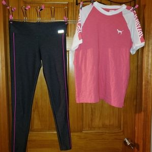 Victoria secrets pink yoga pants and shirt